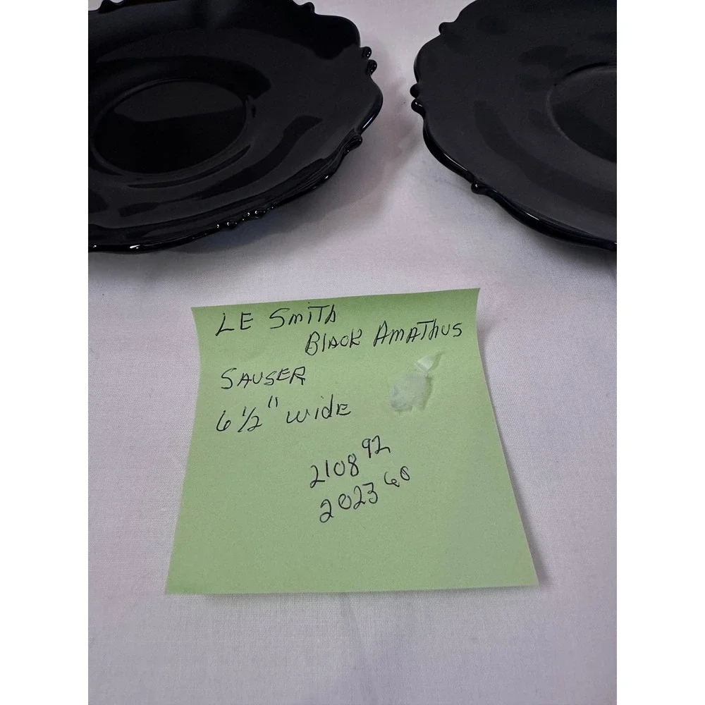 LE Smith Black Amethyst Glass‎ Saucers Mount Vernon Scalloped Set of two6.5 inch